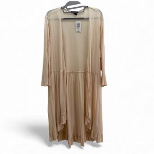 NWT Torrid Open Front Long Sleeve Beige Kimono Cardigan with Ruffle 2X 18-20